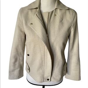 Per Se Cream with gold accents zip lined Blazer Jacket sz 4
